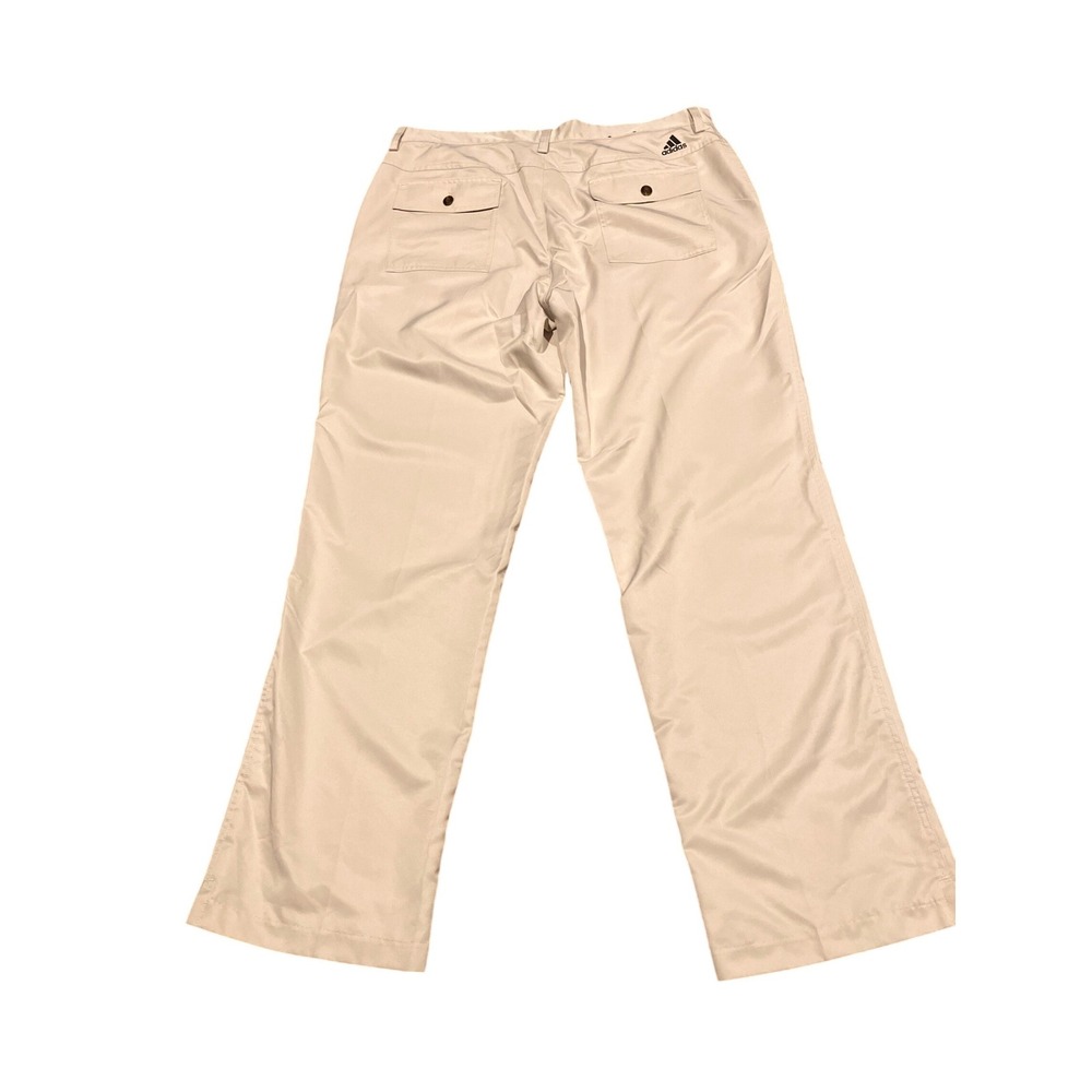 Adidas Climalite Mens Golf Pants Khaki Tan Straight Leg Trousers 34x32 - Picture 2 of 8